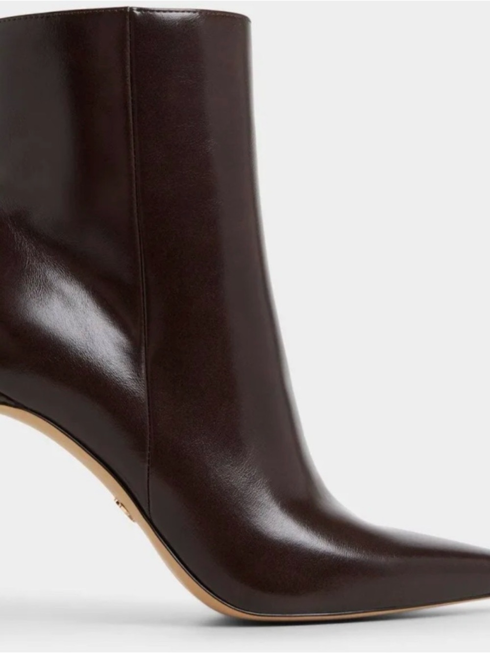 Aldo Dark Brown Pointed Leather Ankle Bootie